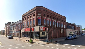 Map of Chippewa Falls, Wisconsin as of January 2026. Streets, landmarks