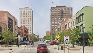 Map of Jackson, Michigan as of November 2024. Streets, landmarks and