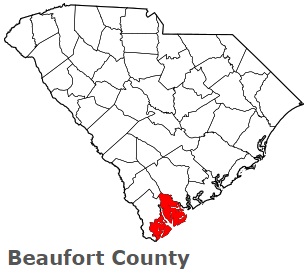Beaufort County on the satellite map of South Carolina 2024. Actual