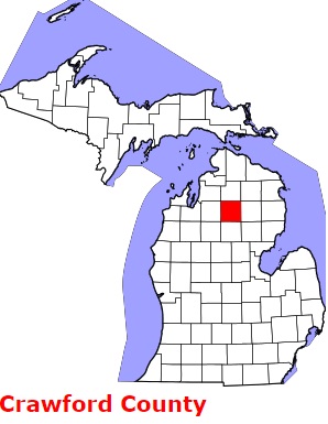 Crawford County on the satellite map of Michigan 2024. Actual satellite ...