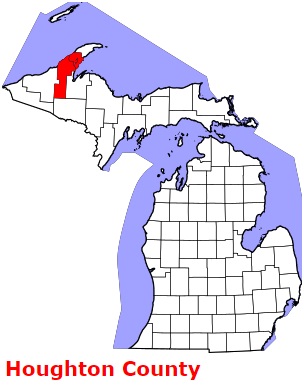 Houghton County on the satellite map of Michigan 2024. Actual satellite images of Houghton ...