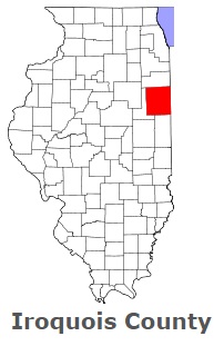 Iroquois County on the map of Illinois 2024. Cities, roads, borders and ...