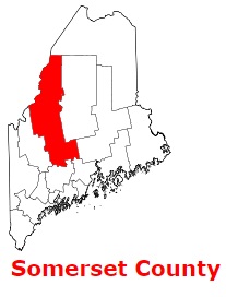Somerset County on the map of Maine 2024. Cities, roads, borders and ...