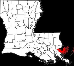 St. Bernard Parish on the map of Louisiana 2026. Cities, roads, borders ...