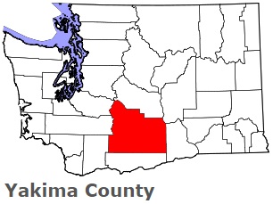 Yakima County on the map of Washington 2024. Cities, roads, borders and ...